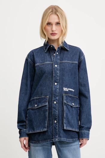 Rifľová bunda Karl Lagerfeld Jeans tmavomodrá farba, prechodná, A3W11004