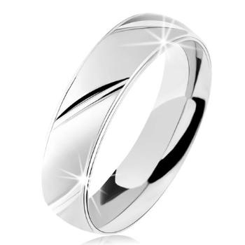 Prsteň zo striebra 925, matný povrch, šikmé lesklé zárezy - Veľkosť: 52 mm