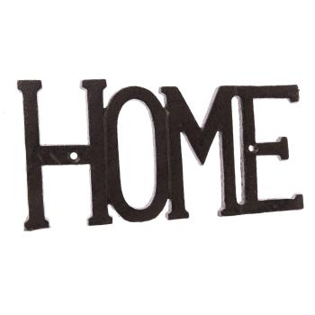 Liatinová dekorácia na stenu Home black, 9,6 x 27cm