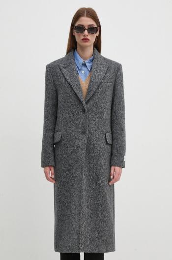Vlnený kabát Calvin Klein šedá farba, prechodný, K20K207710