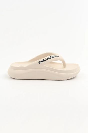 Šľapky Karl Lagerfeld SKOONA II dámske, béžová farba, na platforme, KL85025