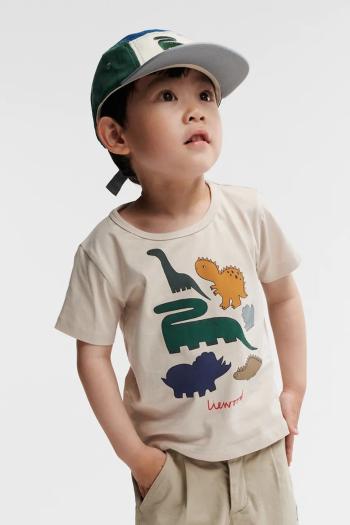 Detské bavlnené tričko Liewood Apia Placement Shortsleeve T-shirt béžová farba, s potlačou, LW19844