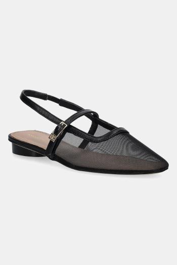 Baleríny Tommy Hilfiger MESH ROUND HEEL BALLERINA čierna farba, s otvorenou pätou, FW0FW08962