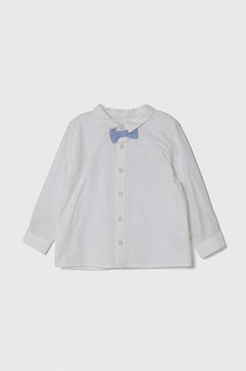 Bavlnená košeľa pre bábätká United Colors of Benetton biela farba