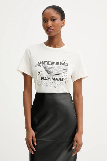 Bavlnené tričko Weekend Max Mara GUGLIA dámske, béžová farba, 2525976031600