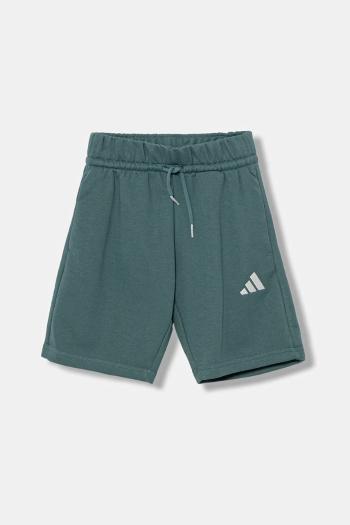 Detské krátke nohavice adidas zelená farba, nastaviteľný pás KC5405