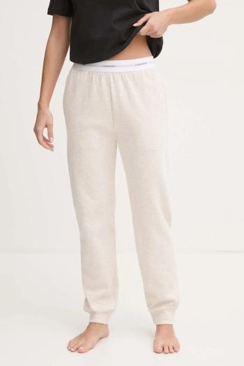 Pyžamové nohavice Calvin Klein Underwear dámske, béžová farba, 000QS7271E