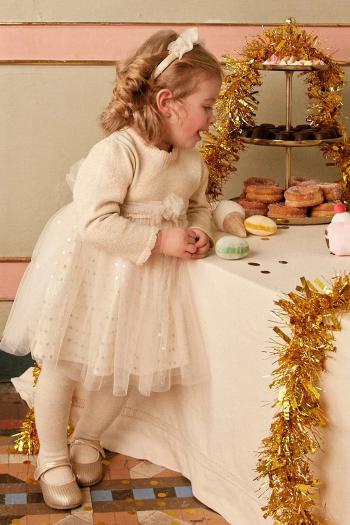 Šaty pre bábätká Mayoral béžová farba, mini, áčkový strih, 2909