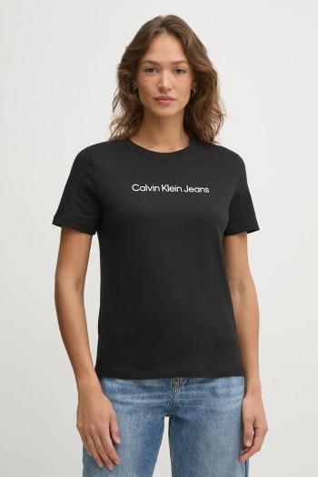 Bavlnené tričko Calvin Klein Jeans dámske, čierna farba, LV047AB805