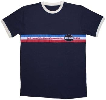 Oasis Tričko 1996 Tour Horizontal Stripes Ringer Unisex Navy Blue XL