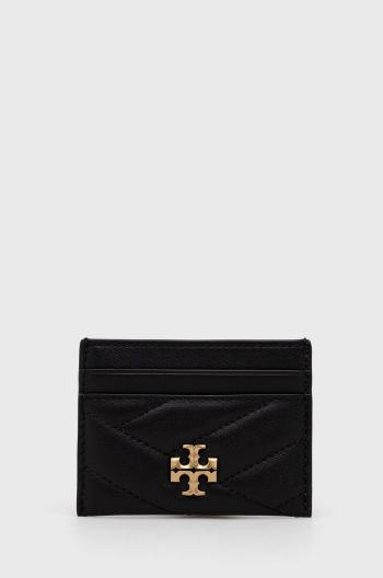 Kožené puzdro na karty Tory Burch Kira Chevron dámsky, čierna farba, 90345.001