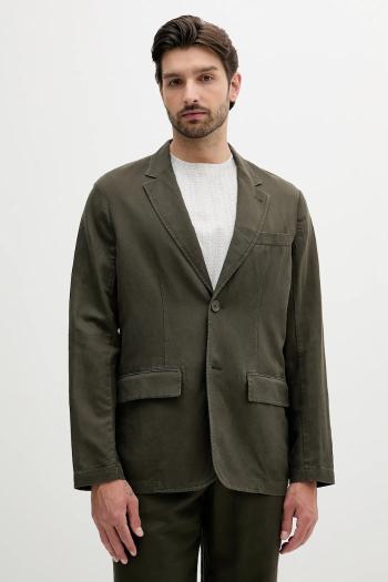 Sako s prímesou ľanu Armani Exchange zelená farba, XM000654 AF13180
