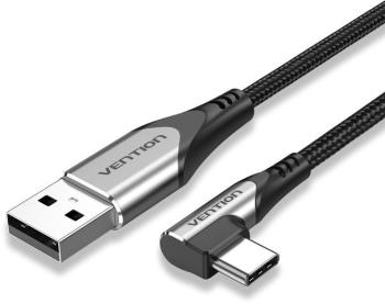 Adatkábel Vention Type-C (USB-C) 90° to USB 2.0 Cotton Cable Gray 2m Aluminum Alloy Type