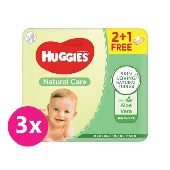 3x HUGGIES Vlhčené obrúsky Natural Triplo 56x3 ks