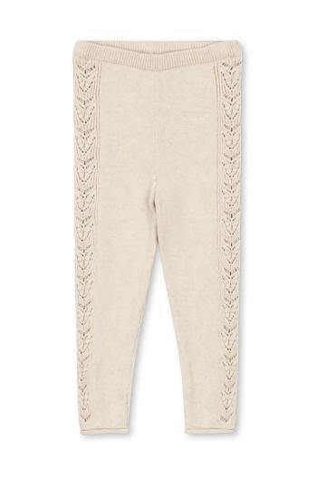 Detské legíny Konges Sløjd CABBY KNIT PANTS béžová farba, s nášivkou, KS101447