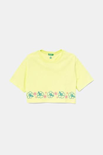 Detské bavlnené tričko United Colors of Benetton zelená farba, 3096C10PC