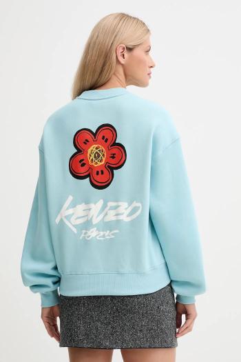 Bavlnená mikina Kenzo Kenzo x Futura tyrkysová farba, s potlačou, FF62SW4504MB