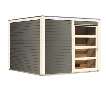 Vonkajšia fínska sauna s predsieňou 276 x 276 cm Dekorhome Šedá