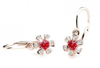 Cutie Jewellery Detské náušnice z ružového zlata C2156-10-X-4 červená
