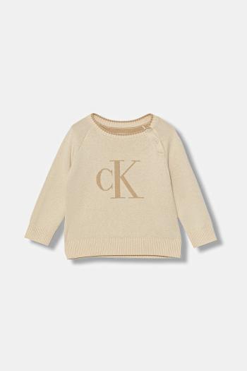 Detský sveter Calvin Klein Jeans béžová farba, ľahký, IN0IN00205