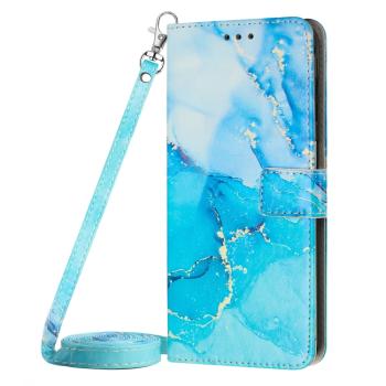 ART MARBLE Peňaženkový kryt s remienkom Samsung Galaxy S23 Ultra 5G BLUE