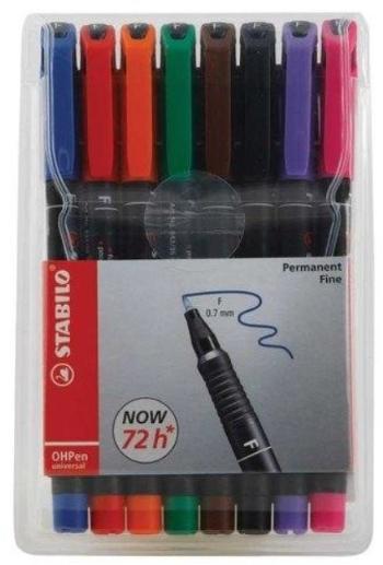 Marker STABILO OHPen universal permanent F, 8 db tok