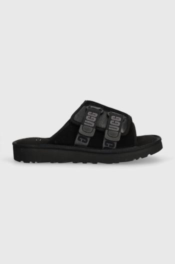 Kožené šľapky UGG Goldencoast Strap Slide pánske, čierna farba, 1142730