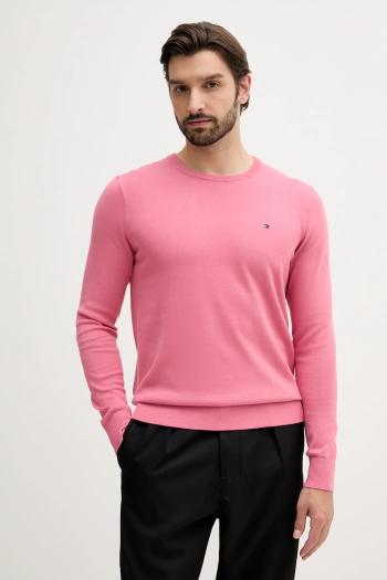 Bavlnený sveter Tommy Hilfiger ružová farba, ľahký, MW0MW39999