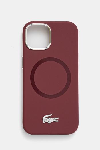 Puzdro na mobil Lacoste iPhone 15 6.1 bordová farba, LCHMP15SSMAR