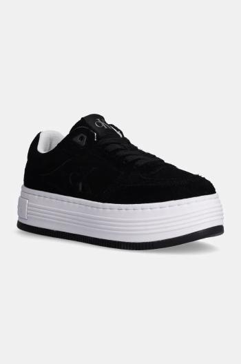 Semišové tenisky Calvin Klein Jeans BOLD PLATF LACEUP LOW MG SUEDE čierna farba, YW0YW01575