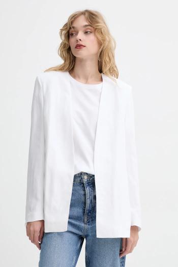 Sako s prímesou ľanu Blugirl Blumarine biela farba, bez zapínania, jednofarebné, RA5158.T8823