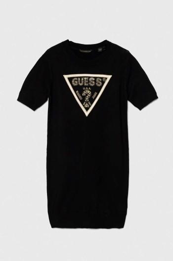 Dievčenské šaty Guess čierna farba, mini, rovný strih, J4YK18 Z2NQ2