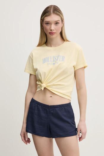 Bavlnené tričko Hollister Co. dámske, žltá farba, KI357-5000