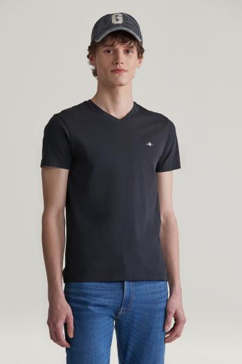 PÓLÓ GANT SLIM SHIELD V-NECK T-SHIRT BLACK