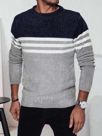 Šedý pánsky pruhovaný sveter Dstreet WX2230