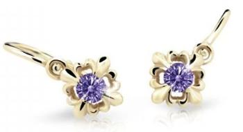 Cutie Jewellery Roztomilé detské náušnice zo žltého zlata C2212-10-X-1 fialová