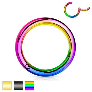 Piercing z chirurgickej ocele, jednoduchý lesklý krúžok, 2,4 mm - Farba piercing: Dúhová