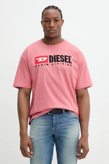 Bavlnené tričko Diesel T-BOXT-DIV pánske, oranžová farba, s nášivkou, A14943.0GRAI