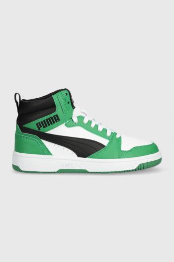 Detské tenisky Puma Rebound V6 Mid Jr zelená farba