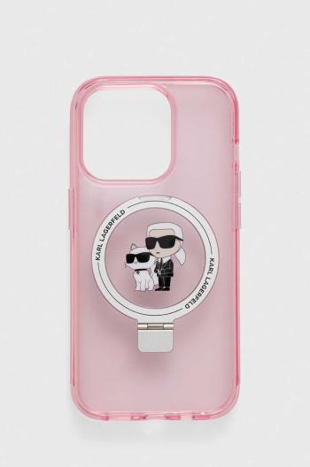 Puzdro na mobil Karl Lagerfeld iPhone 15 Pro 6.1 ružová farba