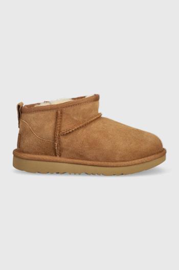 Detské semišové snehule UGG Classic Ultra Mini hnedá farba