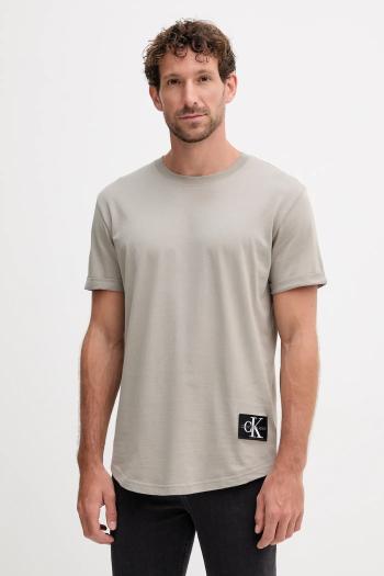 Bavlnené tričko Calvin Klein Jeans pánske, hnedá farba, s nášivkou, J30J323482