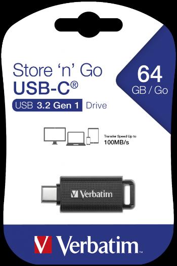 Verbatim USB flash disk, USB-C, 64GB, Store ,n, Go USB-C, černý, 49458, pro archivaci dat