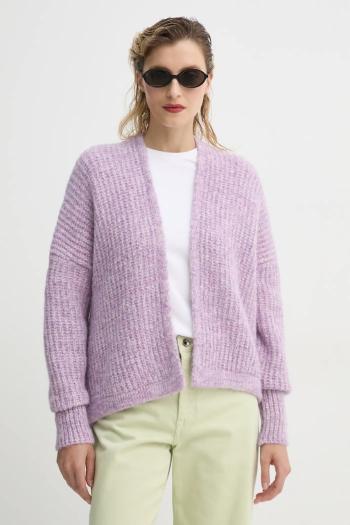 Kardigán American Vintage dámsky, fialová farba, teplý, EAST19AME25