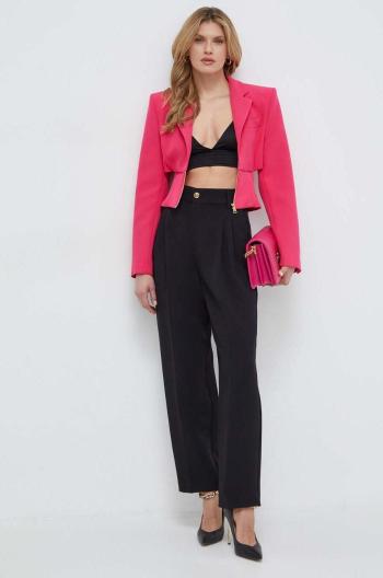 Nohavice Versace Jeans Couture dámske, čierna farba, široké, vysoký pás, 76HAA115 N0103