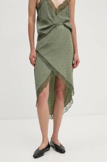 Sukňa ZADIG&VOLTAIRE zelená farba, midi, rovný strih, WWSK00396