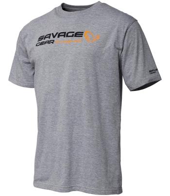 Savage gear tričko signature logo t shirt grey melange - s