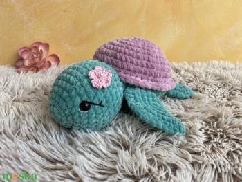 Gló plüss horgolt teknős teknőslány 25cm hosszú