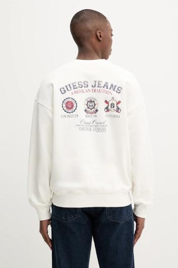 Bavlnená mikina Guess Jeans béžová farba, s potlačou, M5YQ13 KCPR1