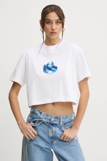 Bavlnené tričko Karl Lagerfeld Jeans dámske, biela farba, A1W17109